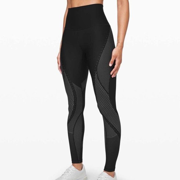 NWT~$128 Lululemon Mapped Out High-Rise Tight 28" Black Glacier Grey Leggings 2 - Picture 1 of 11